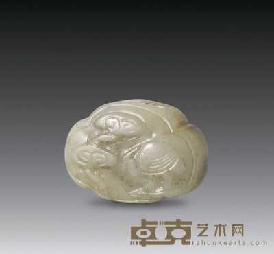 明 青白玉如意纹坠 长3.4cm